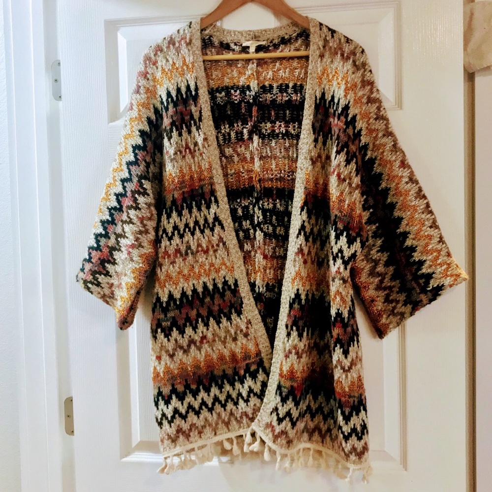 S/M -  Mystree Open Chevron Cardigan